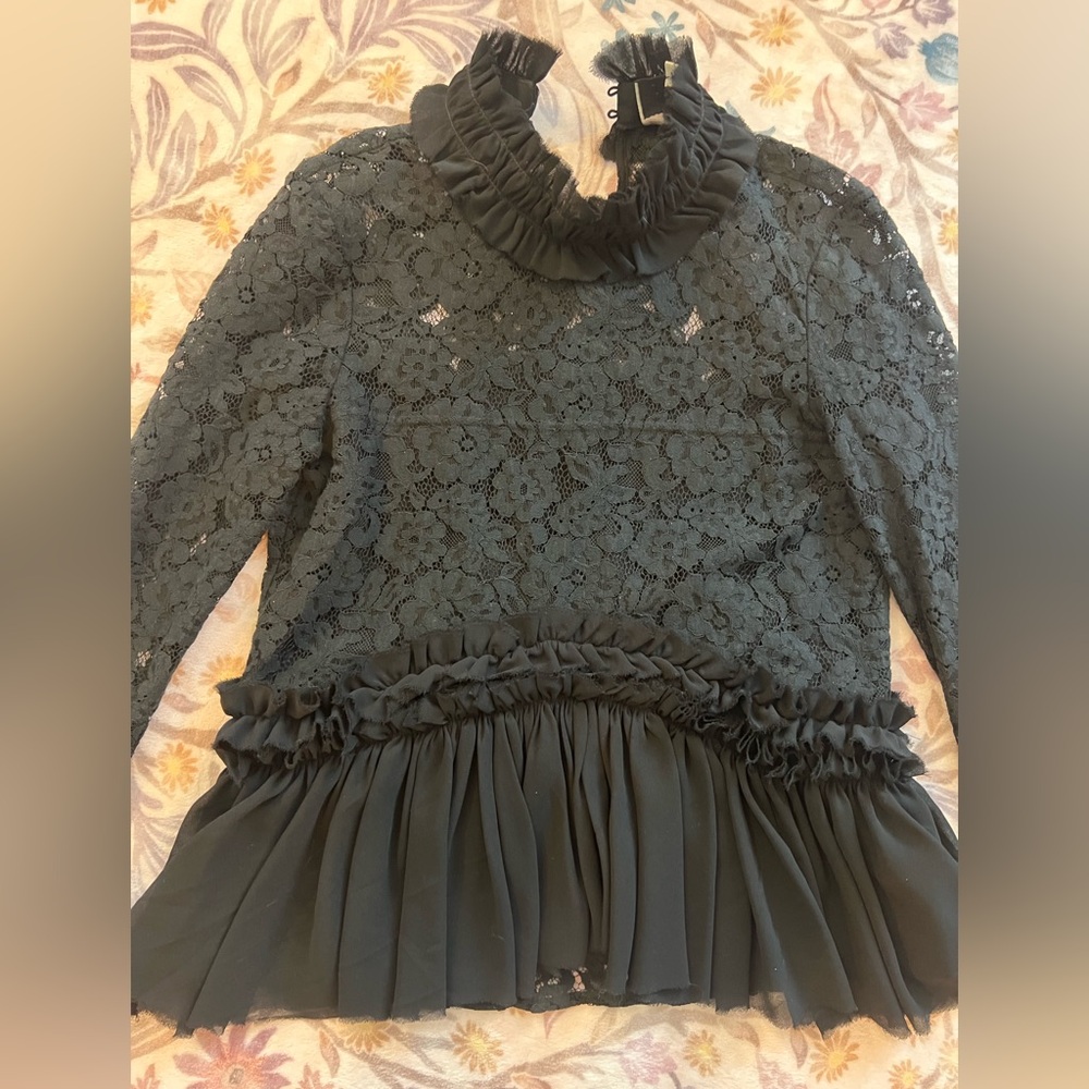 Tuckernuck Black Lace Peplum Blouse - Picture 6 of 10